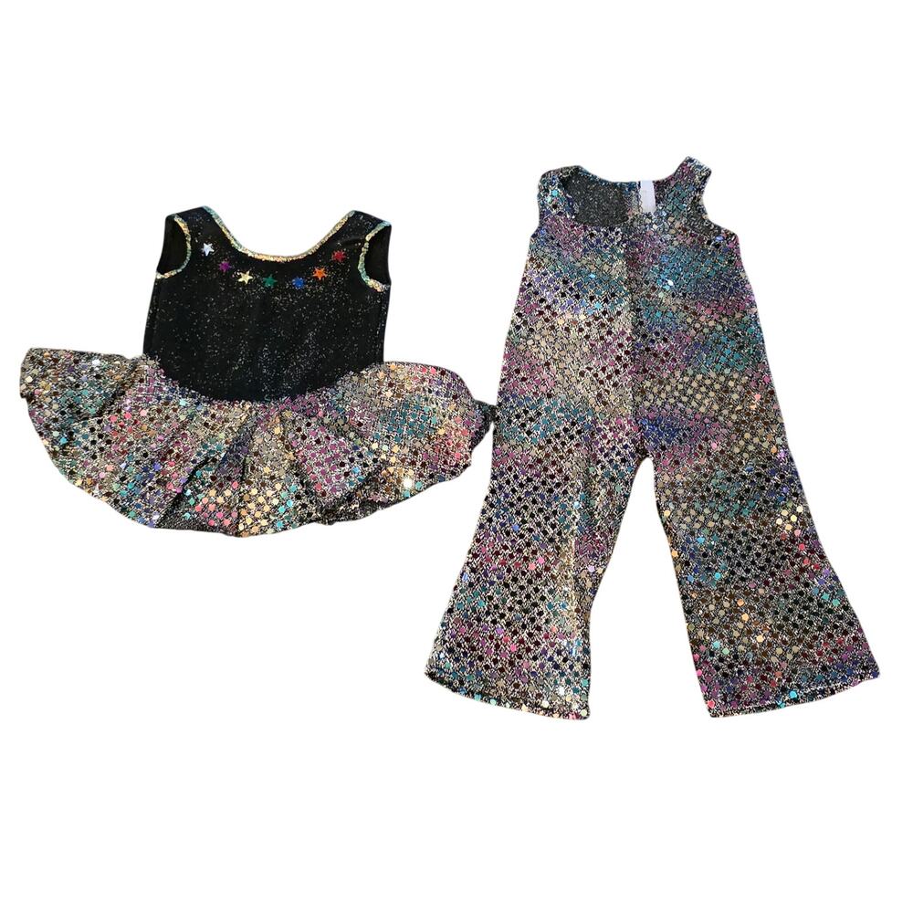 Vintage 90's Handmade 18"‎ Doll Dance Costumes with shiny sequins disco stars